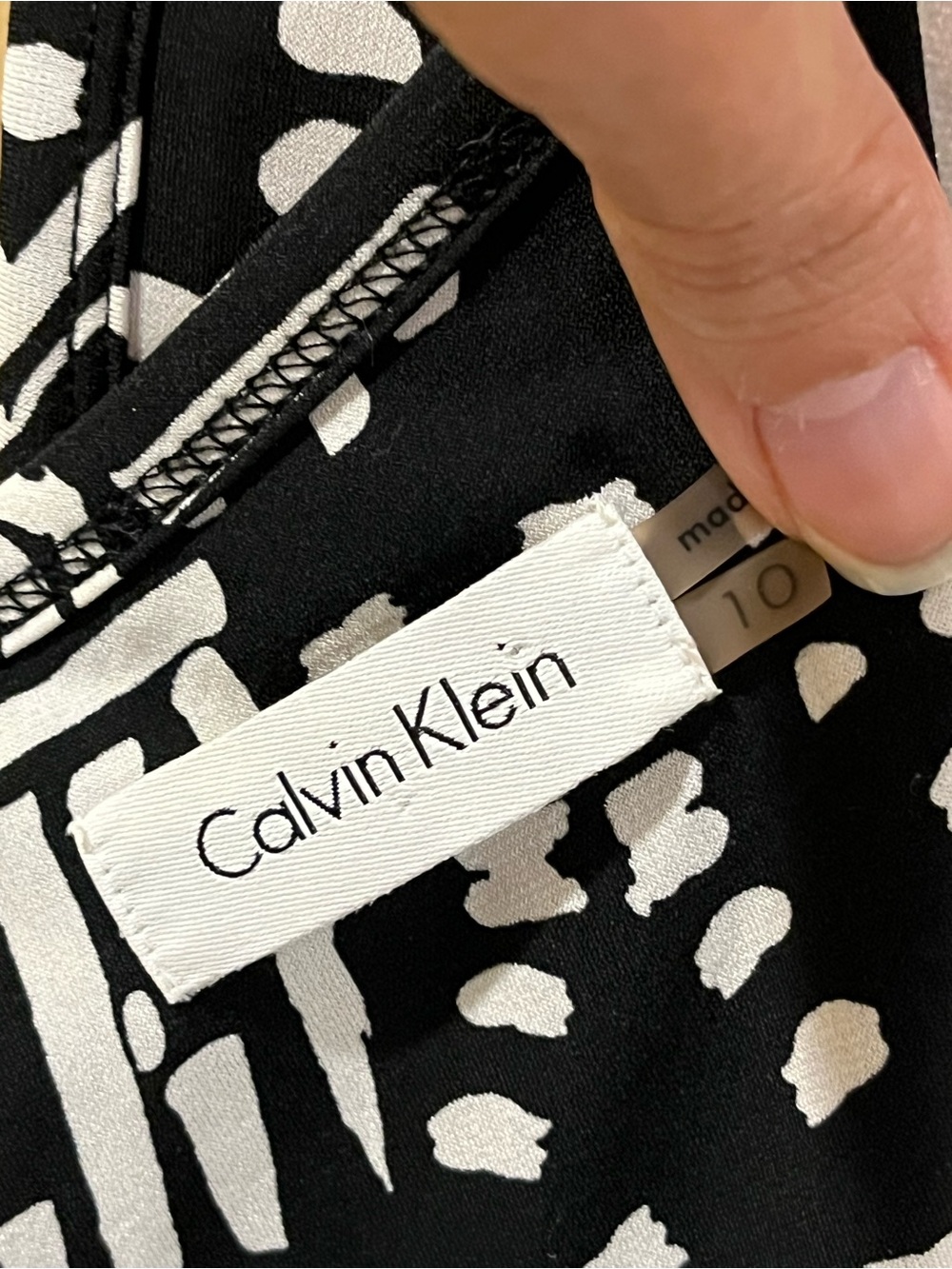 Calvin Klein wide-leg jumpsuit/ romper. Stretchy waist. Geometric black white 10 - Picture 6 of 11